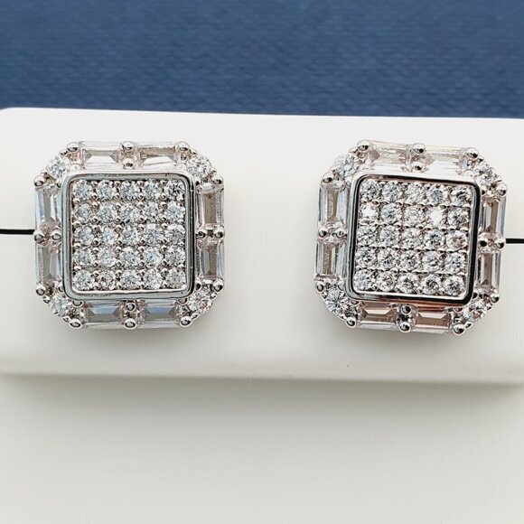 "925 Sterling Silver Plated CZ Earrings, EVBRS552 - Picture 4 of 10